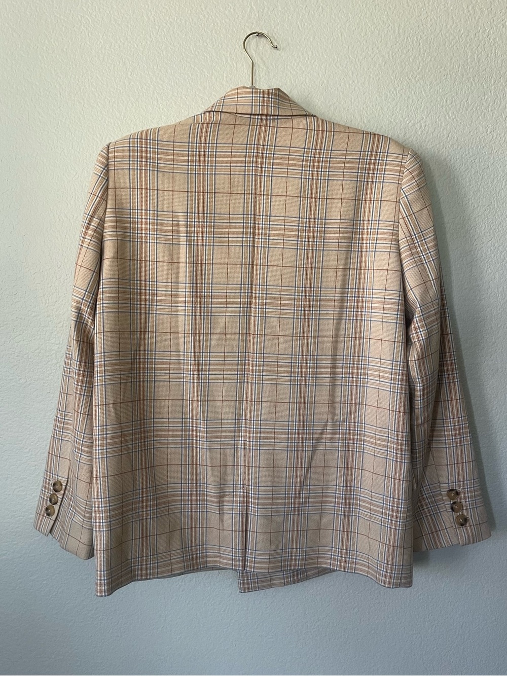 Revolve Song of Style Ansley Dual Breast Blazer Camel Multi Check Women Size S/M - Picture 5 of 16